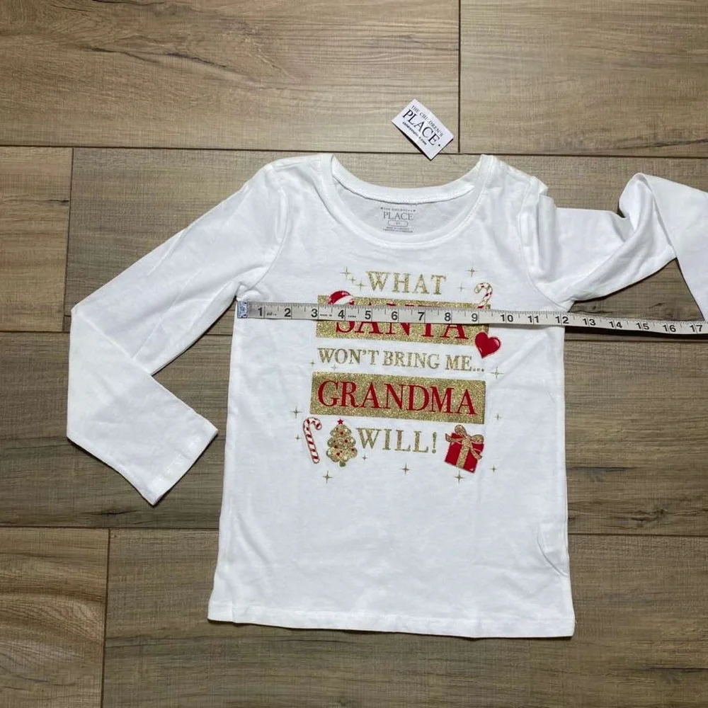 The Childrens Place Girls Christmas What Santa‎ Won’t Bring Grandma Will Tee 5T